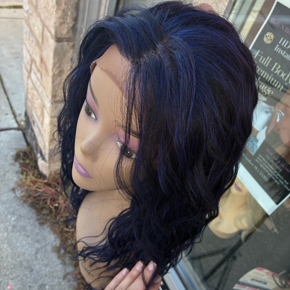 Deep Blue Wavy Lace Front Wig